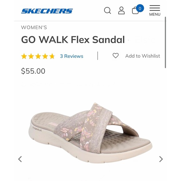 Skechers GO WALK Flex Sandal Butterfly Bliss Taupe Floral 141441 Womens Sz 8 NEW - Picture 2 of 10